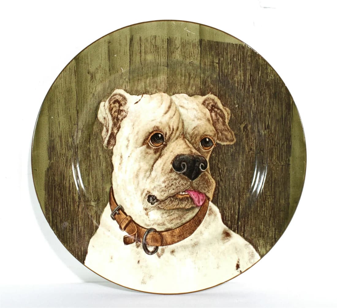 Antique Hand-Painted Dog on Plate (1 of 3)