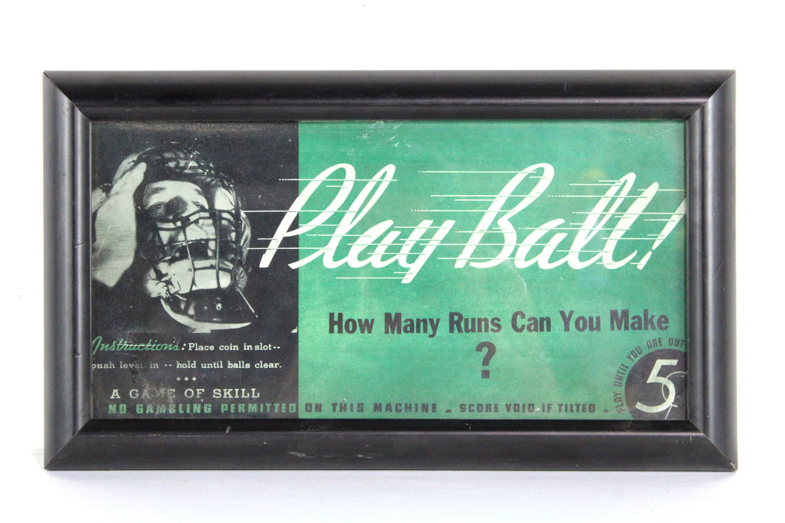 "Play Ball" Framed Coin Op Arcade Marquee Sign (1 of 1)