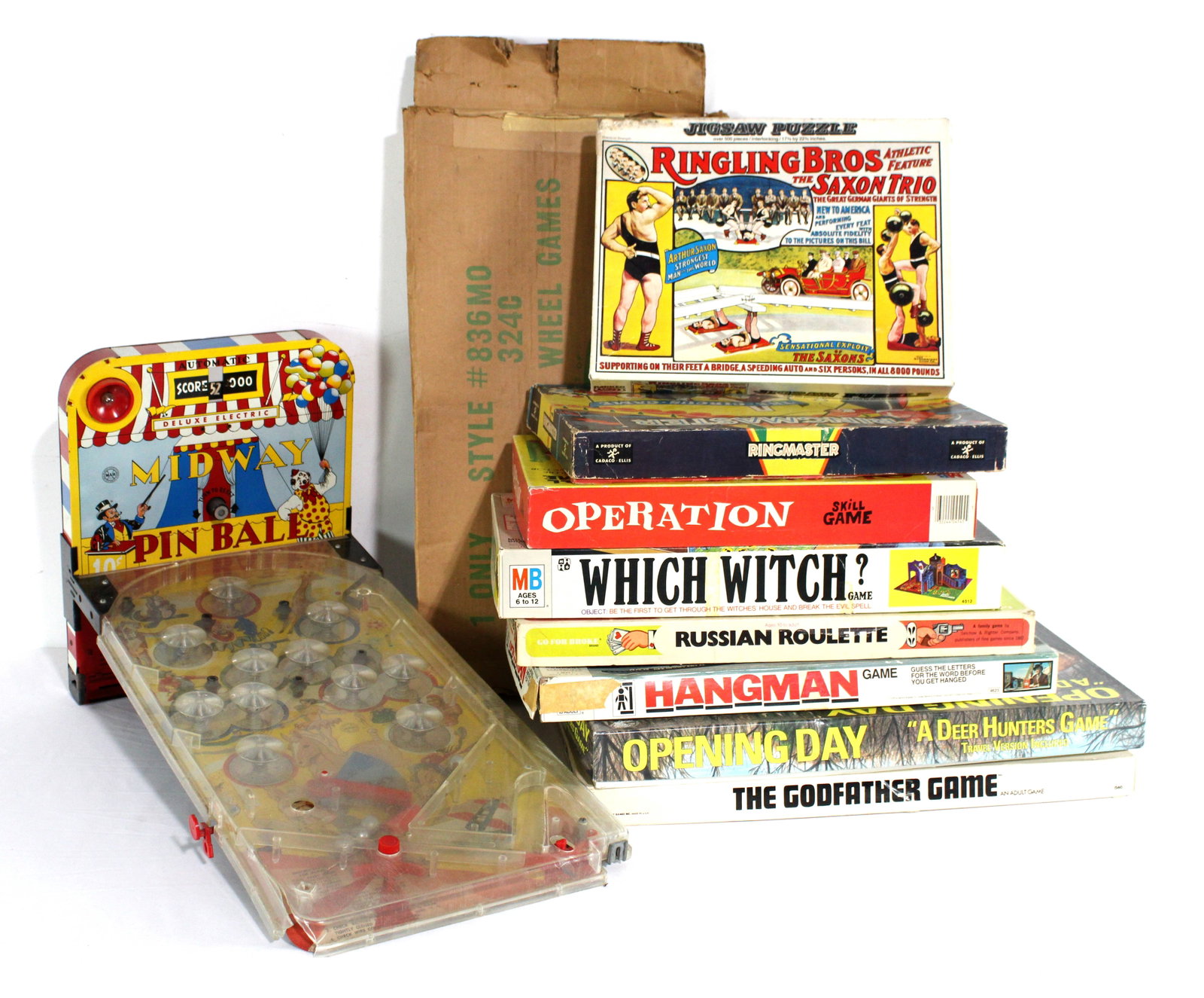 Boardgames incl. Which Witch and The Godfather Game: Boardgames incl. Which Witch and The Godfather Game. Not checked for completeness or condition. In-house shipping available.