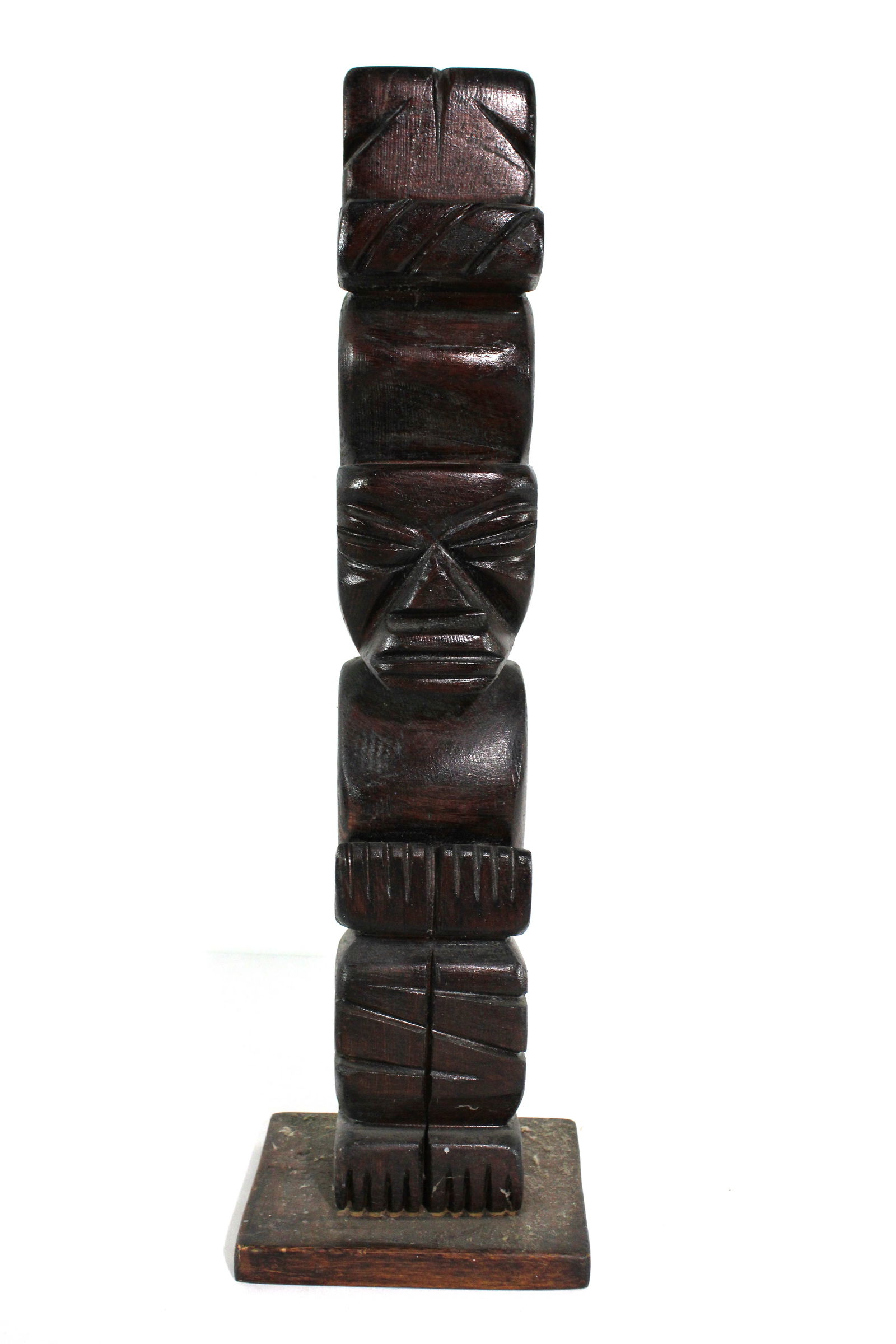 Carved Wood Tiki Totem Pole (1 of 2)