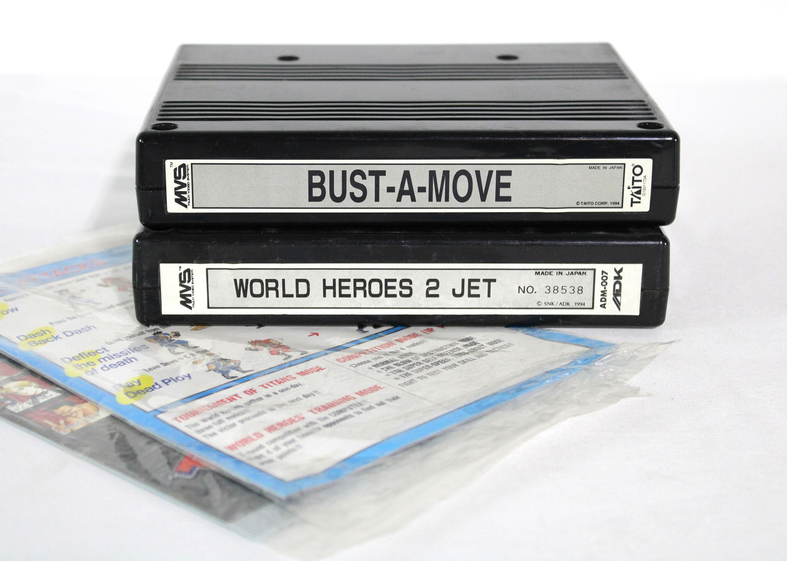 Taito Bust-A-Move and World Heroes 2 Jet Neo Geo Cartridges (1 of 2)