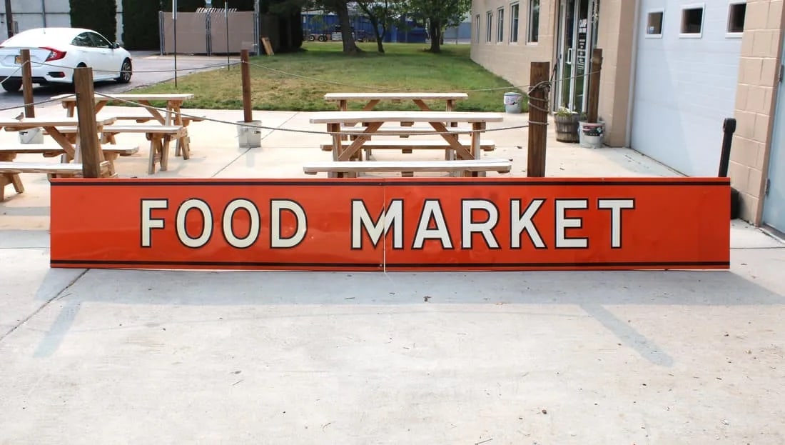 13FT Porcelain Foods Market Sign, Economy Wholesale Grocery Altoona, PA (1 of 4)