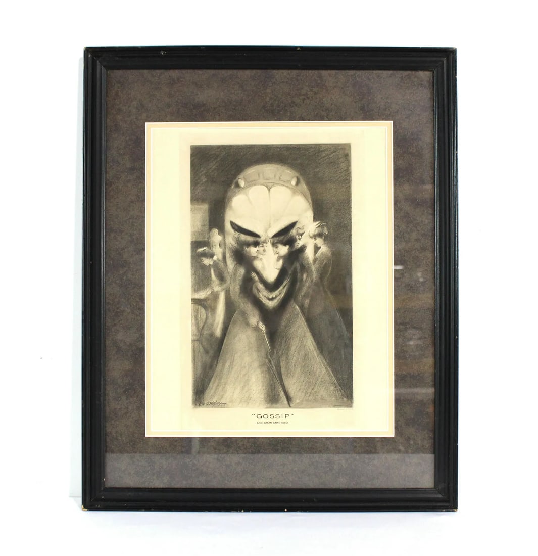 "Gossip" Etching by George Wotherspoon, Framed (1 of 4)
