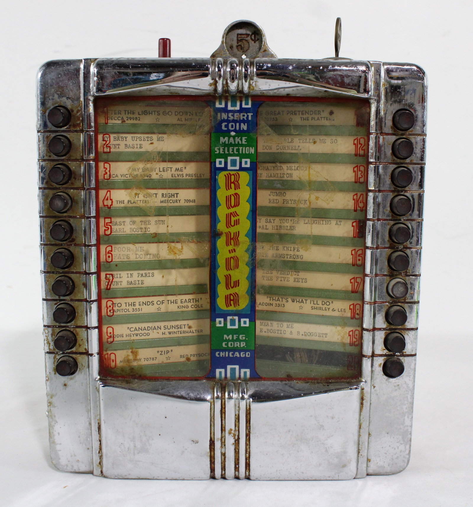 Rockola Model 1530 Coin Op Wallbox: Rockola Model 1530 Coin Op Wallbox. This item requires third-party shipping or pickup arrangements to be made. Dimensions: 11 x 9 x 3