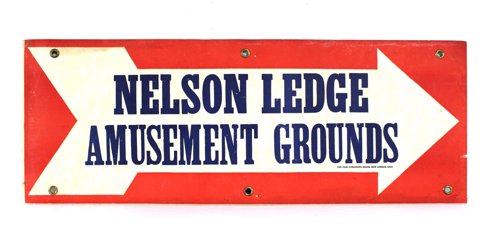 Nelson Ledge Amusement Grounds Sign: Nelson Ledge Amusement Grounds Sign. Cardboard. In-house shipping available. Dimensions: 10 x 28