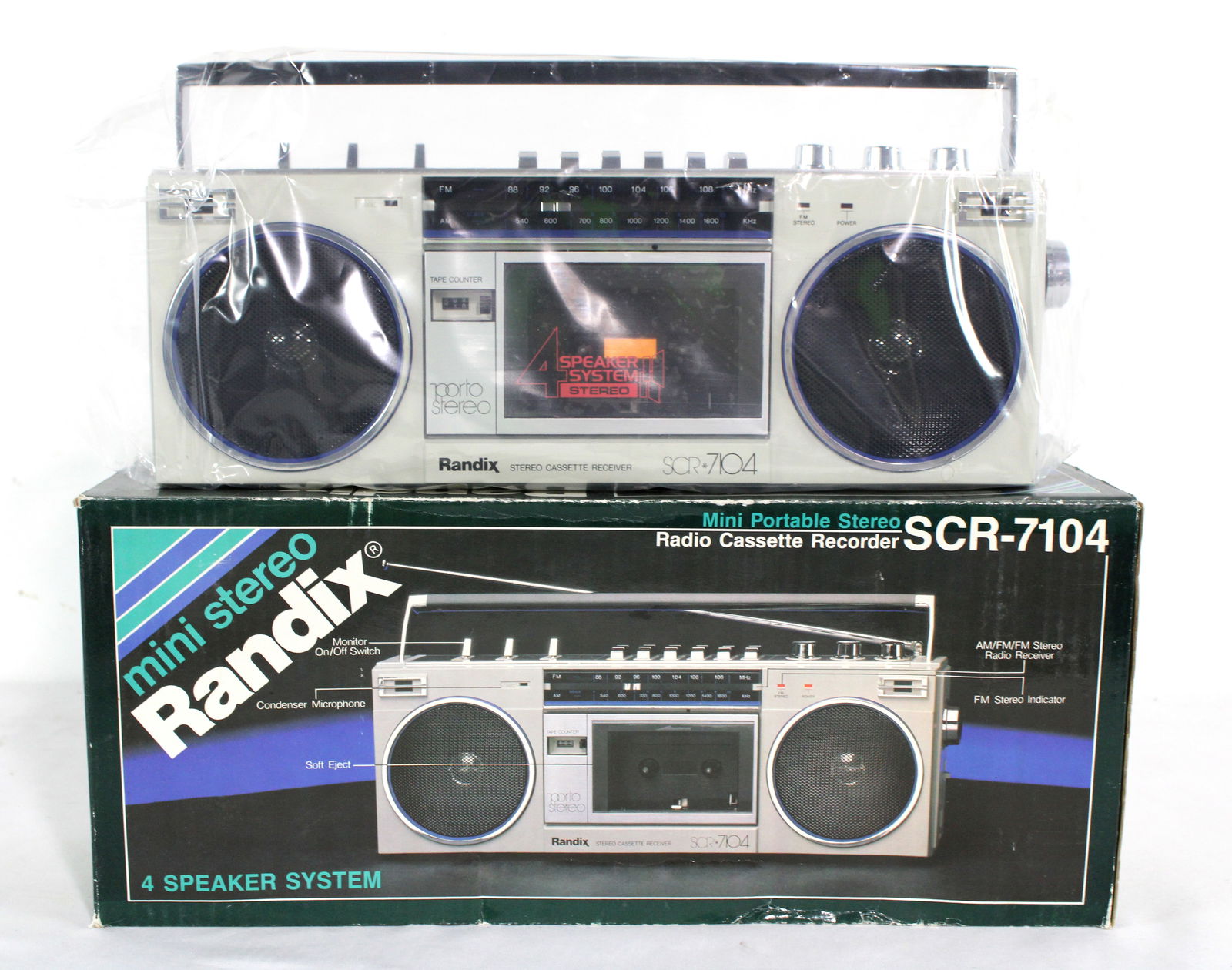 NIB Randix Mini Stereo Radio Cassette Model SCR-7104 (1 of 2)