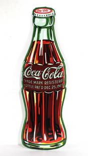 Coca Cola Bottle Tin Sign, New Contemporary: Coca Cola Bottle Tin Sign, New Contemporary. This item requires third-party shipping or pickup arrangements to be made. Dimensions: 35 x 11