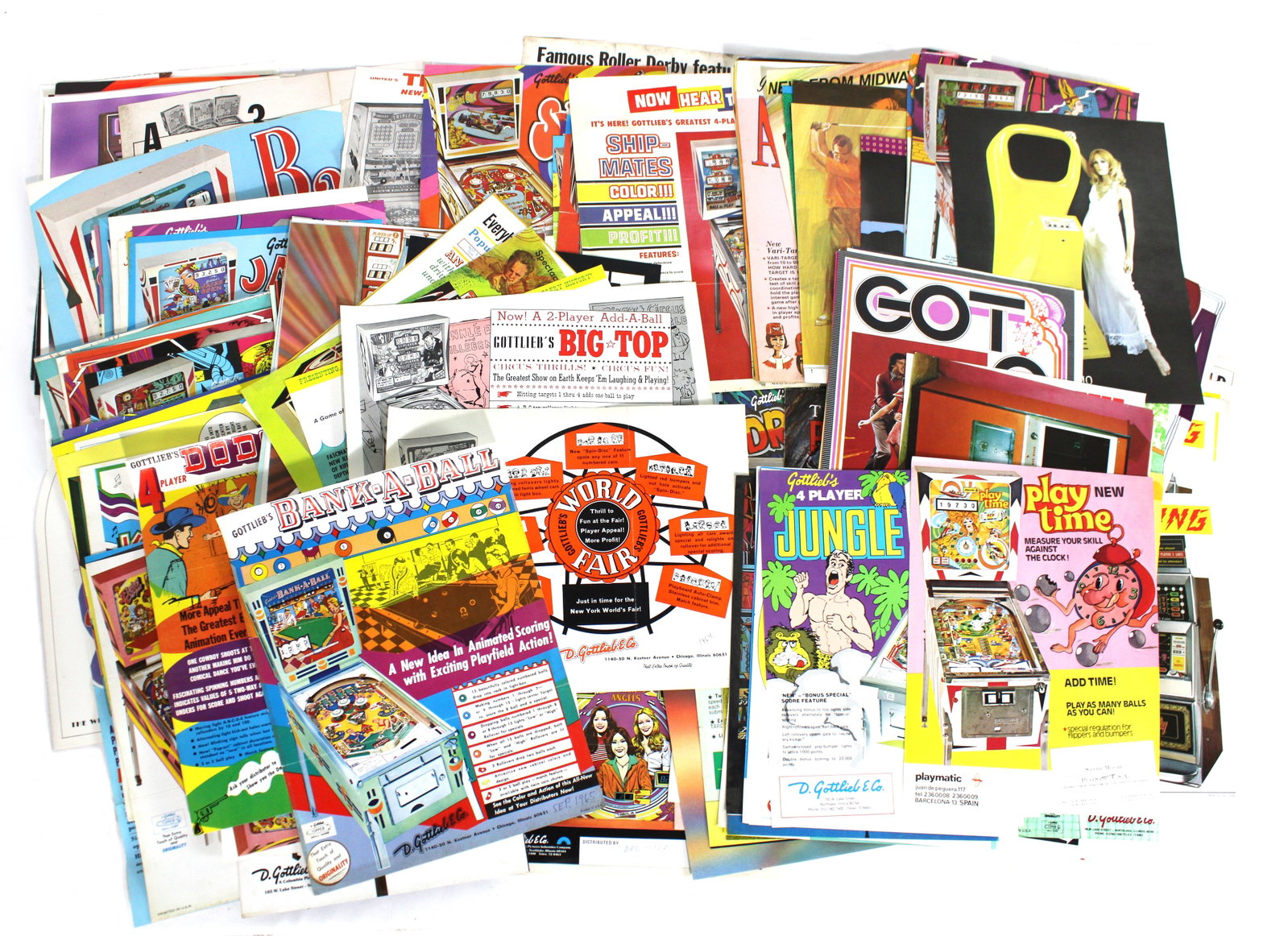 Large Lot of Pinball Flyers incl. Gottlieb and Williams: Large Lot of Pinball Flyers. Various titles and conditions. Includes some arcade and jukebox flyers but majority are pinball. In-house shipping available.