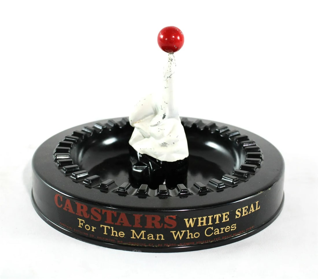 Carstairs White Seal Whiskey Large Ashtray: Carstairs White Seal Whiskey Large Ashtray. In-house shipping available. Dimensions: 7 x 10 x 10