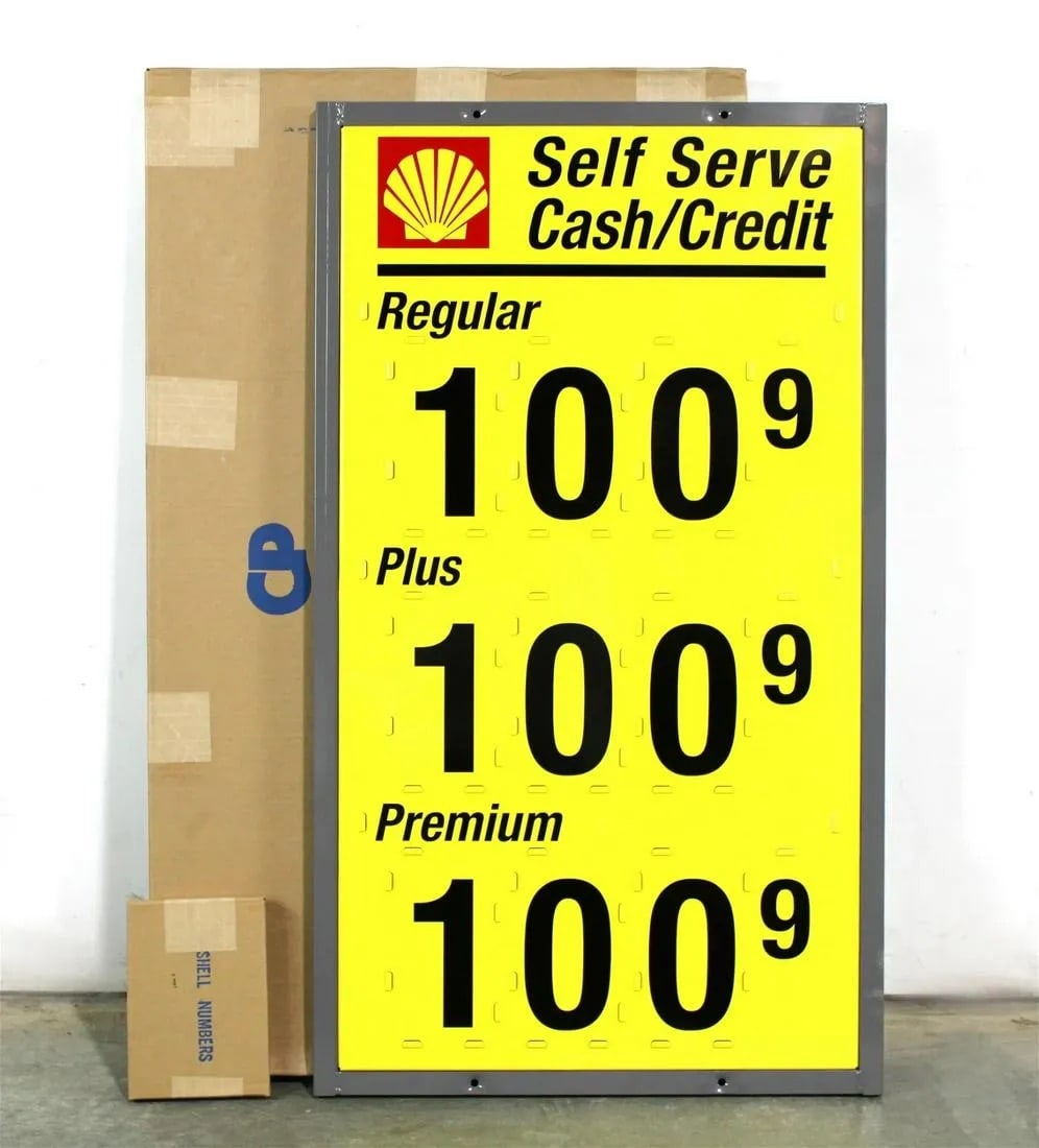 New Old Stock Shell Gas Station Pricing Sign with Numbers (1 of 1)