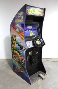 Midway Cruis'n Exotica Upright Racing Arcade Game: Midway Cruis'n Exotica Upright Racing Arcade Game. Flatscreen TV Monitor, mounted with velcro. This item requires third-party shipping or pickup arrangements to be made. Dimensions: 78 x 28 x 39