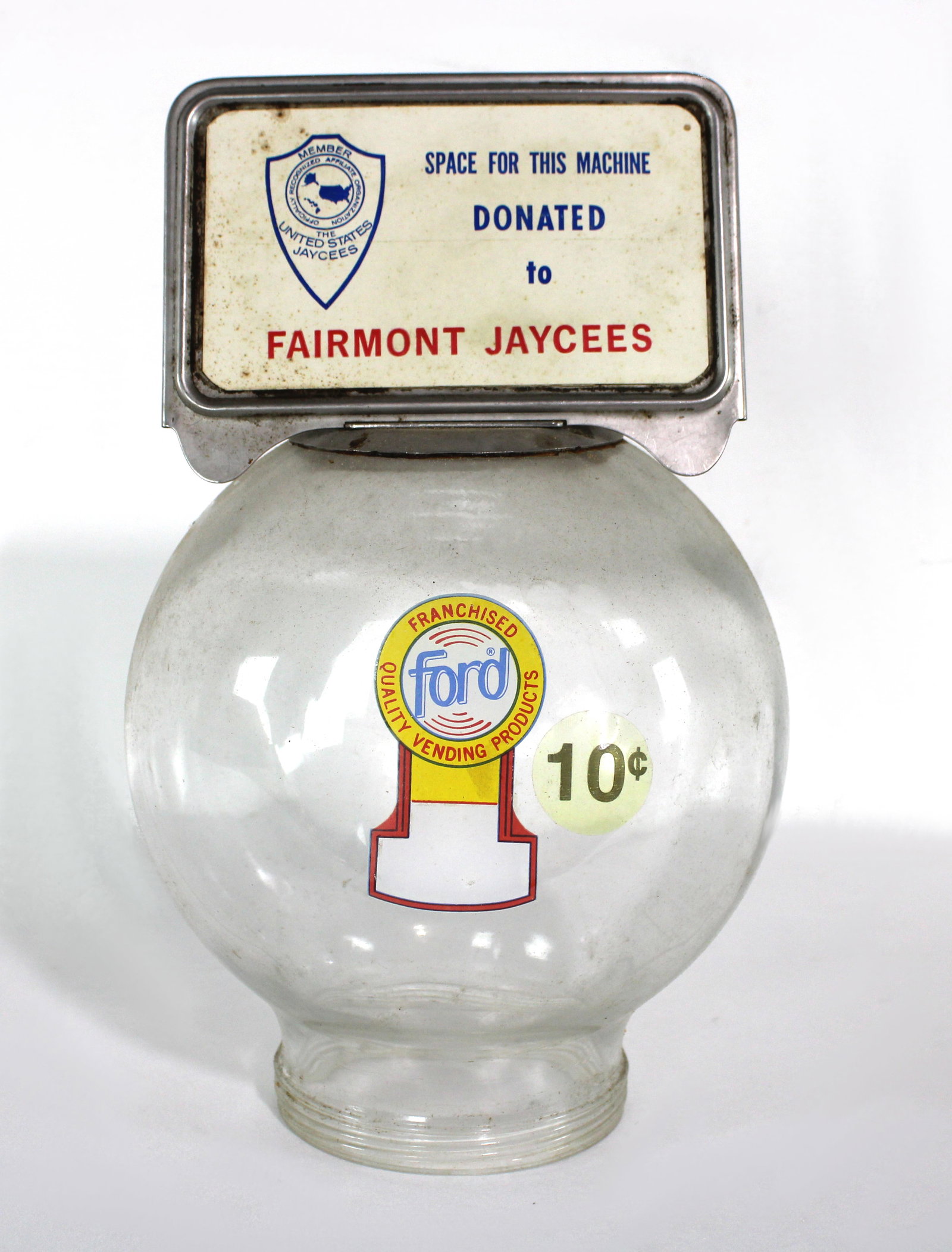 Ford Glass Gumball Globe With Topper: Ford Glass Gumball Globe With Topper. This item requires third-party shipping or pickup arrangements to be made. Dimensions: 12 x 8 x 8