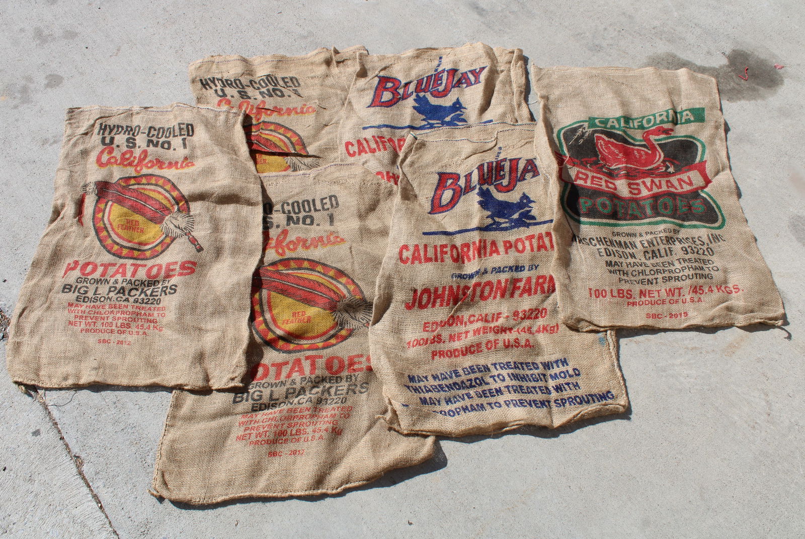 Group of Burlap Potato Sacks with Advertising (1 of 1)