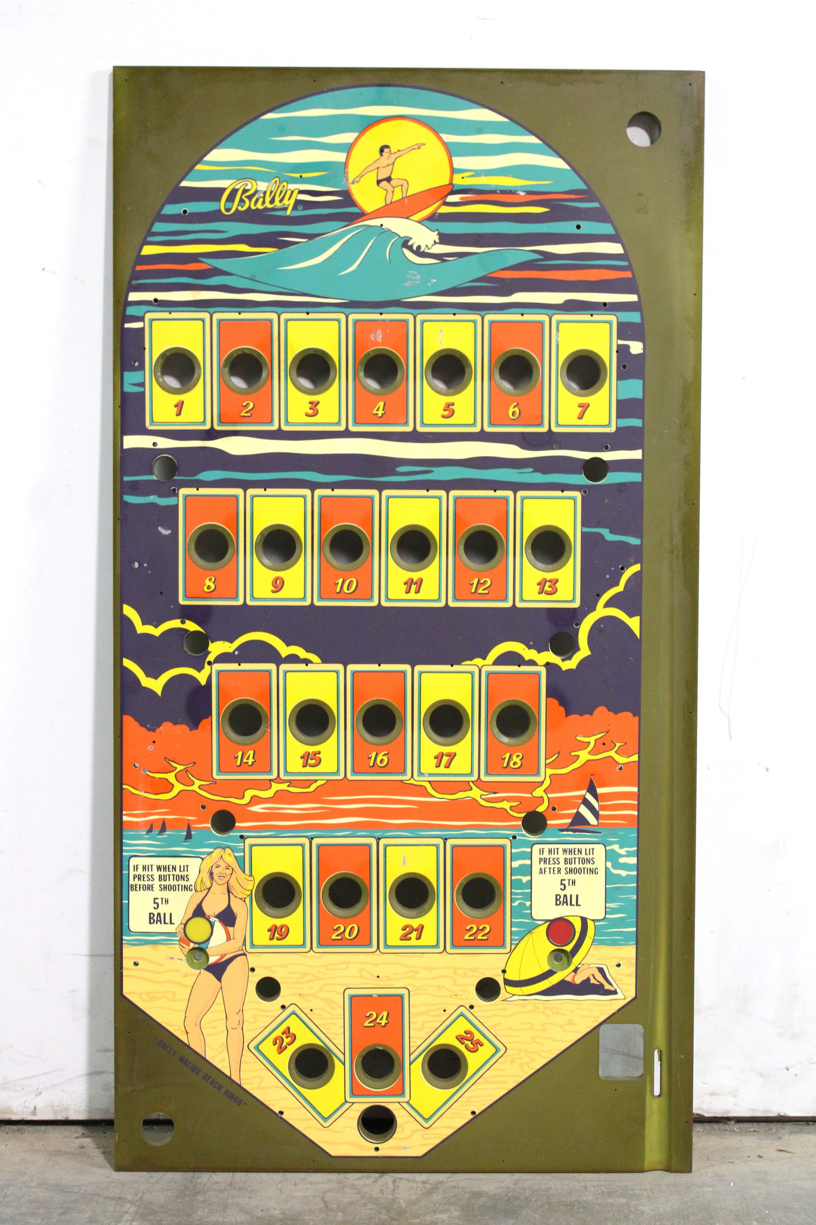 NOS Bally Malibu Beach Bingo Pinball Playfield (1 of 1)