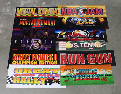 Translite Arcade Headers incl. NBA Jam and Mortal Kombat, Lot of 12: Translite Arcade Headers incl. NBA Jam and Mortal Kombat, Lot of 12. This item requires third party shipping or pickup arrangements to be made.