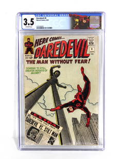 Daredevil Issue 8, Marvel Comics, CGC Graded 3.5: Daredevil Issue 8, Marvel Comics, CGC Graded 3.5. Origin and 1st appearance of Stilt-Man (Wilbur Day). Graded and slabbed. In-house shipping available. *This lot was consigned by Brainstorm Comics, Fr