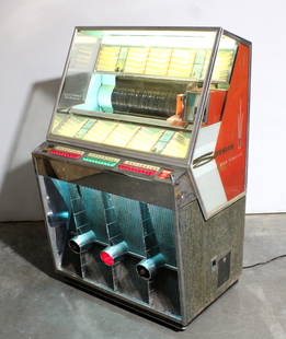 Seeburg Model 201 Coin Operated Jukebox: Seeburg Model 201 Coin Operated Jukebox. Lights up, not crediting up, dome is locked. Full of 45rpm records. No key for dome, back is unlocked. This item requires third-party shipping or pickup