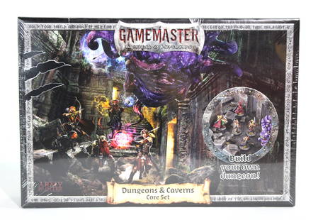 NIB Game Master, Dungeons & Caverns Core Set: NIB Game Master, Dungeons & Caverns Core Set. In-house shipping available. Dimensions: 4 x 18 x 12 *This lot was consigned by Brainstorm Comics, Frederick, MD