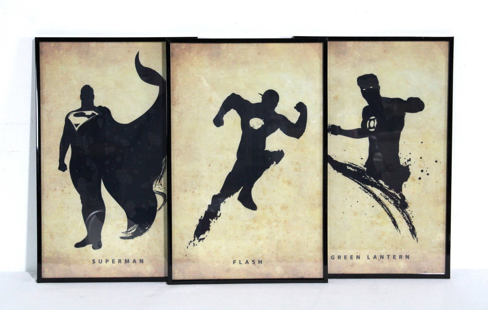Framed Superhero Prints incl. Flash and Green Lantern: Framed Superhero Prints incl. Flash and Green Lantern. This item requires third-party shipping or pickup arrangements to be made. Dimensions of One: 18 x 12 x 1