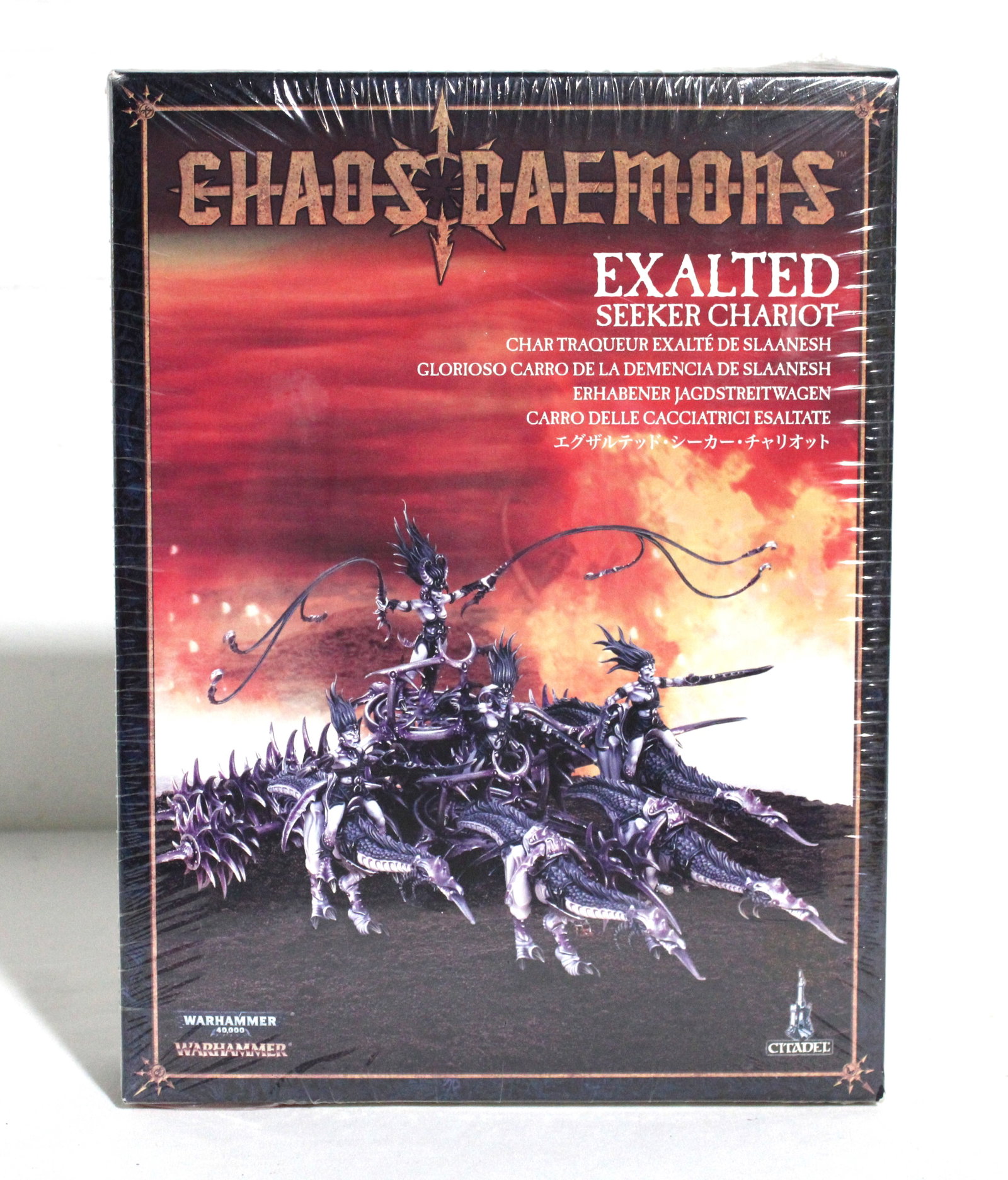 NIB Sealed Warhammer 40,000 Chaos Daemons Exalted Seeker Chariot: NIB Sealed Warhammer 40,000 Chaos Daemons Exalted Seeker Chariot. In-house shipping available.