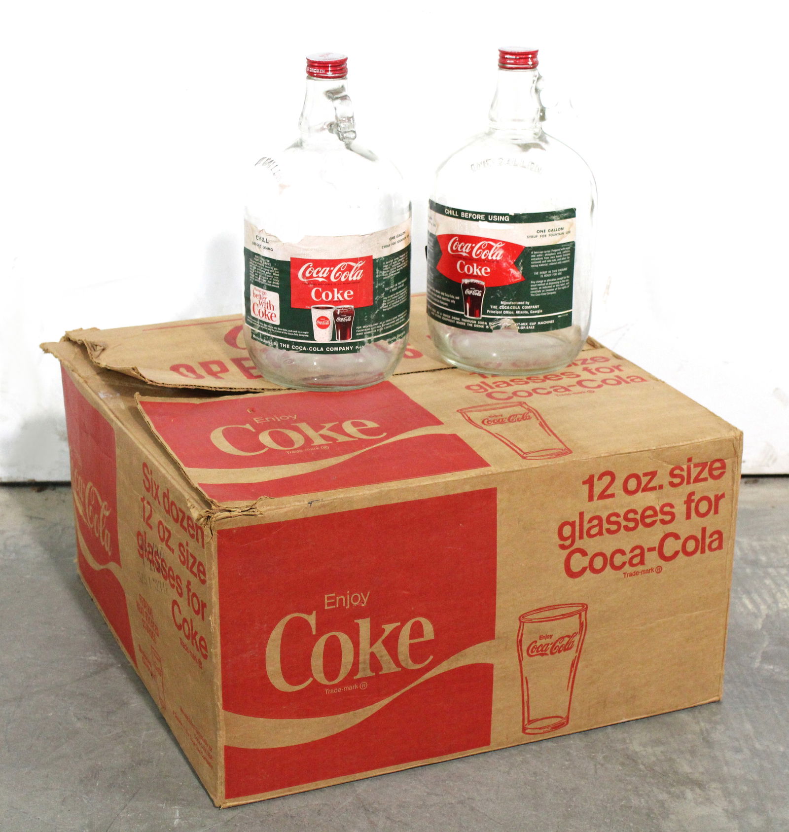 NOS Coca Cola Glassware in Box with Syrup Bottles (1 of 5)