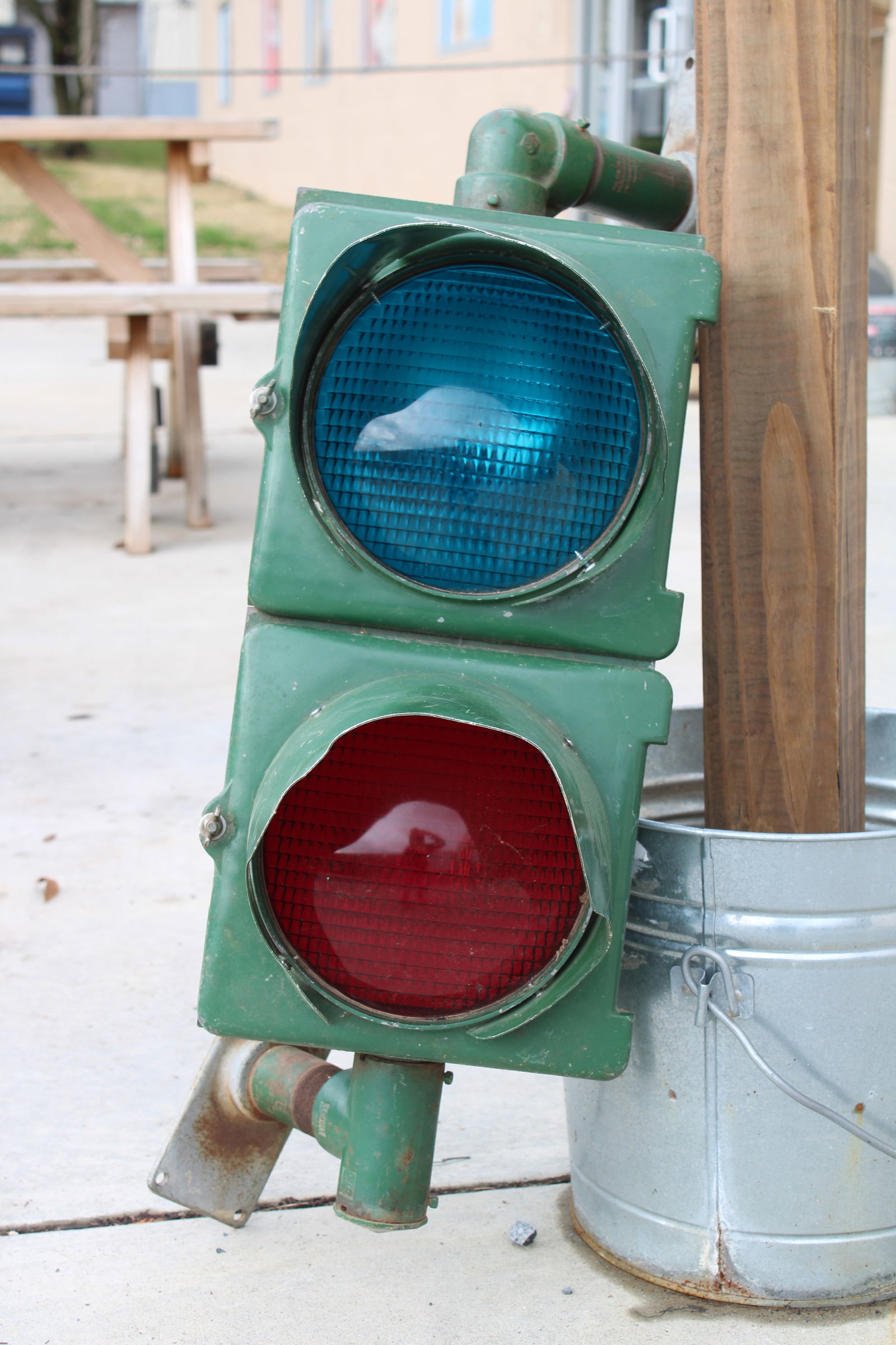 Two Light Metal Traffic / Stop Light (1 of 3)