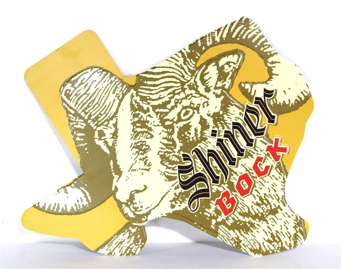 Shiner Bock Beer Texas Die Cut Tin Beer Sign (1 of 1)