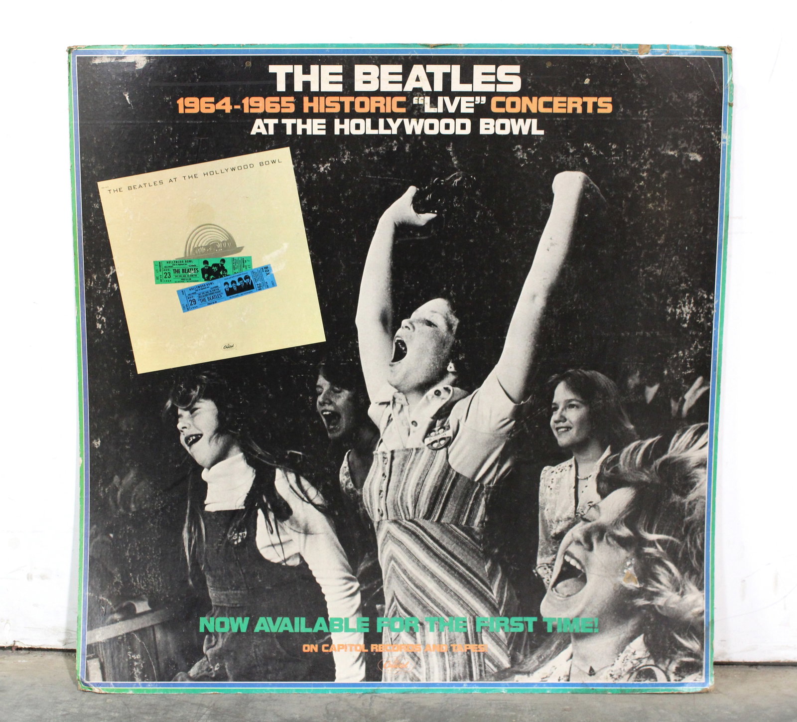 3FT Original Capital Records Promo Advertisement for The Beatles "Live at the Hollywood Bowl": 3FT Original Capital Records Promo Advertisement for The Beatles "Live at the Hollywood Bowl". This item requires third-party shipping or pickup arrangements to be made. Dimensions: 36 x 36