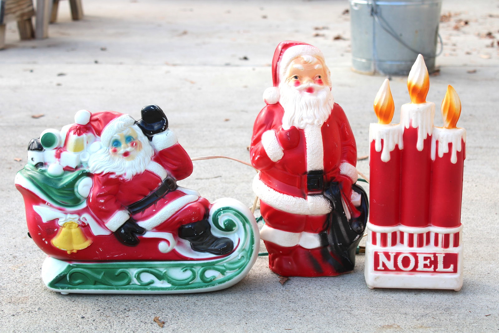 Santa and Noel Candles Blowmolds: Santa and Noel Candles Blowmolds. In-house shipping available. Dimensions of One: 14 x 7 x5