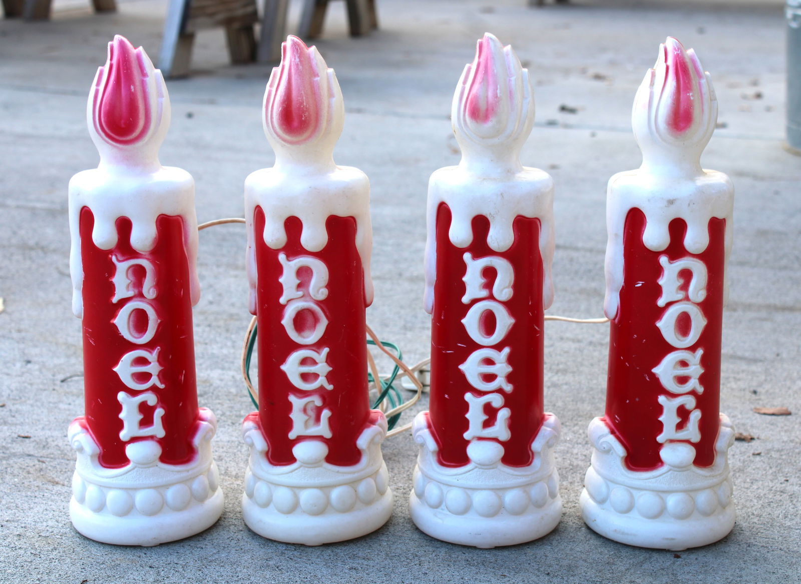 Empire Noel Blowmold Candles: Empire Noel Blowmold Candles. In-house shipping available. Dimensions of one: 13 x 5 x 5