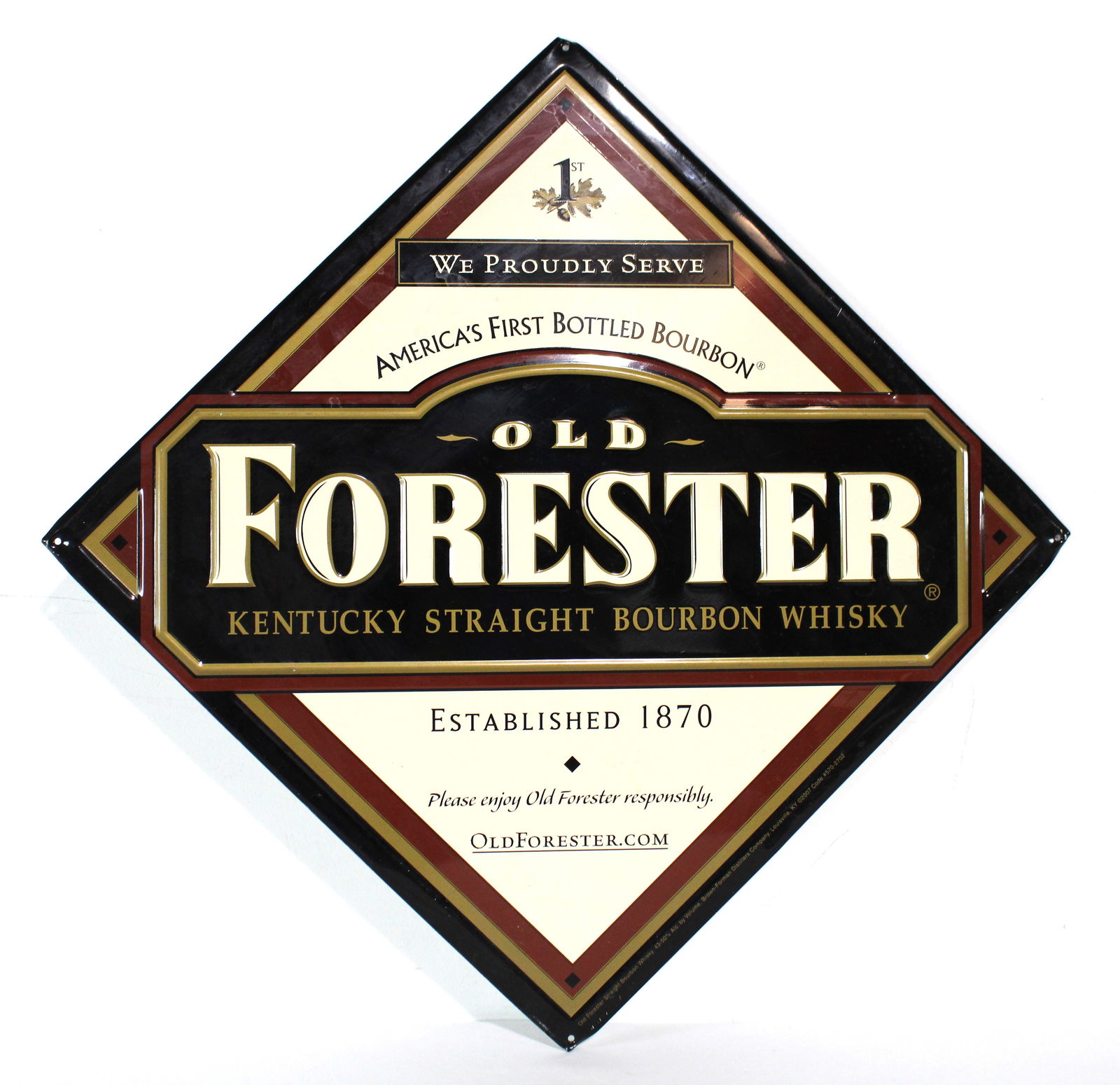 Old Forester Kentucky Bourbon Whisky Tin Tacker Sign (1 of 1)