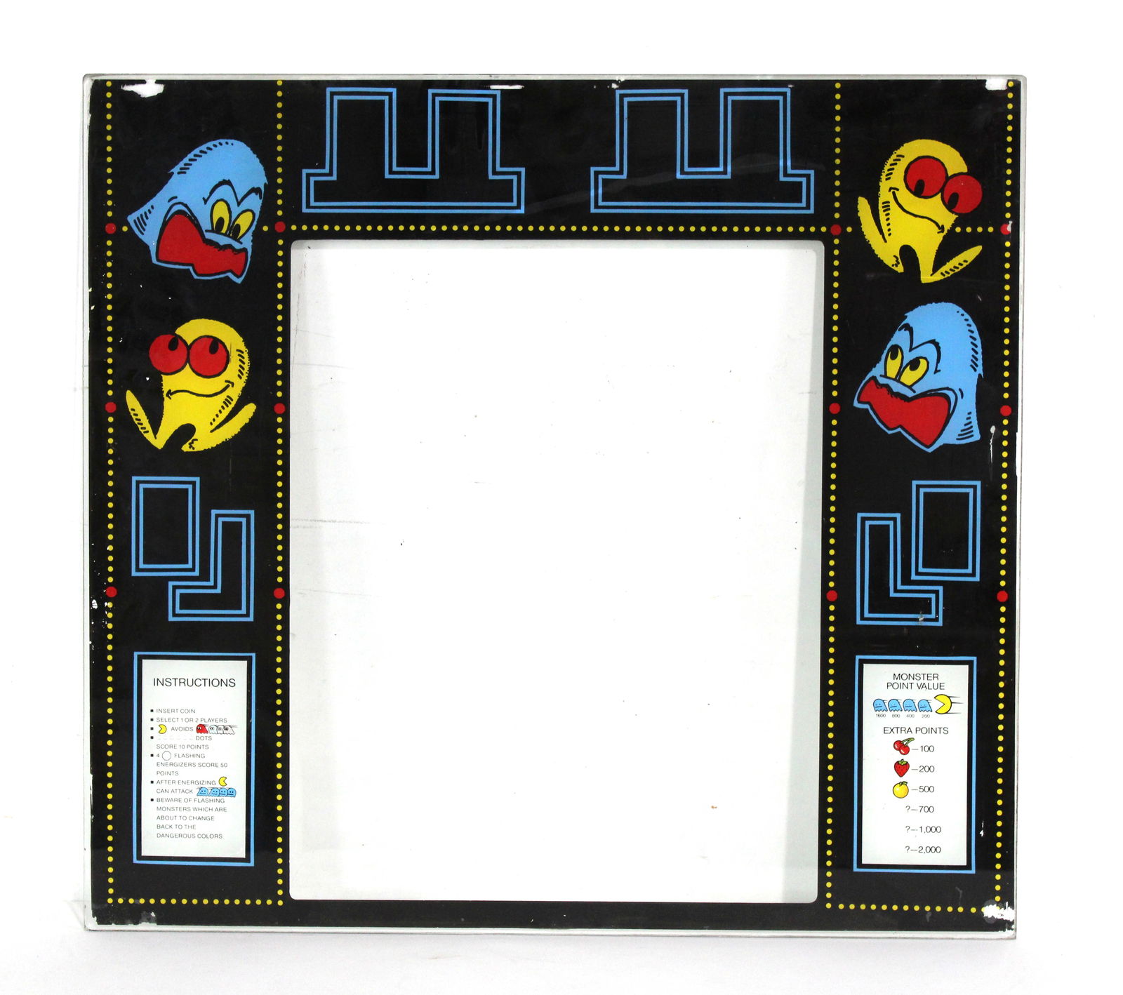 Bally Pac-Man Glass Arcade Game Bezel (1 of 1)