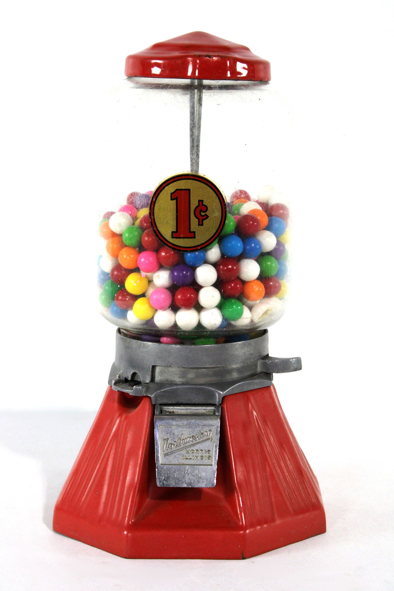 Porcelain Red Northwestern Coin Op Gumball / Peanut Vendor (1 of 4)