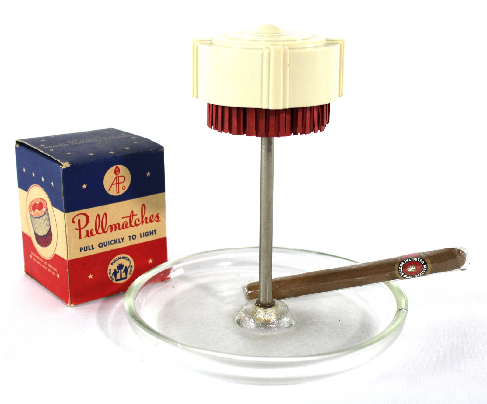 Bakelite Pullmatch Lighter with Glass Tray for Cigars (1 of 1)