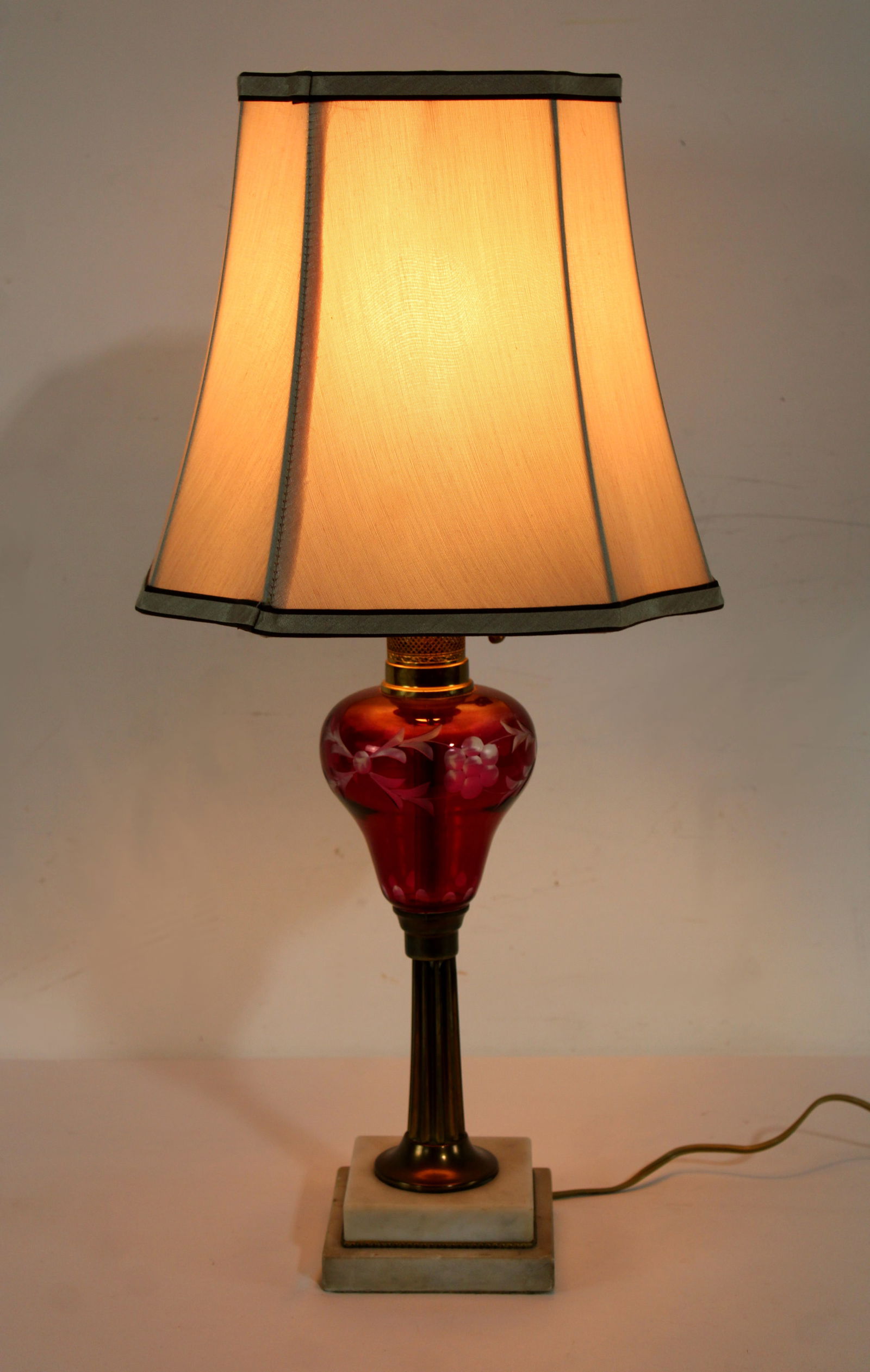 Red Bohemian Lamp with Marble Base (1 of 2)
