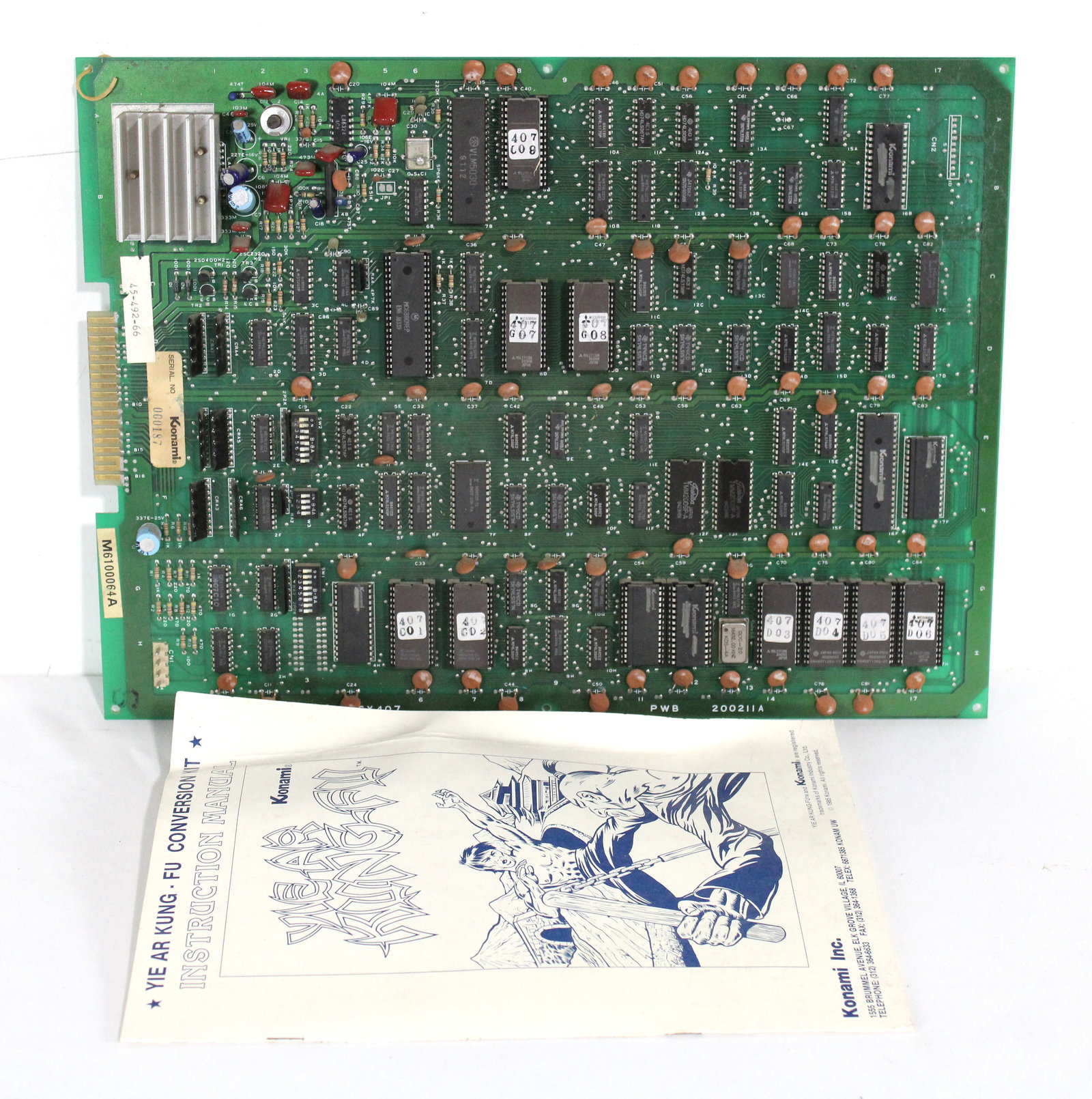 Konami Yie Ar Kung Fu Arcade Game Board and Manual (1 of 1)