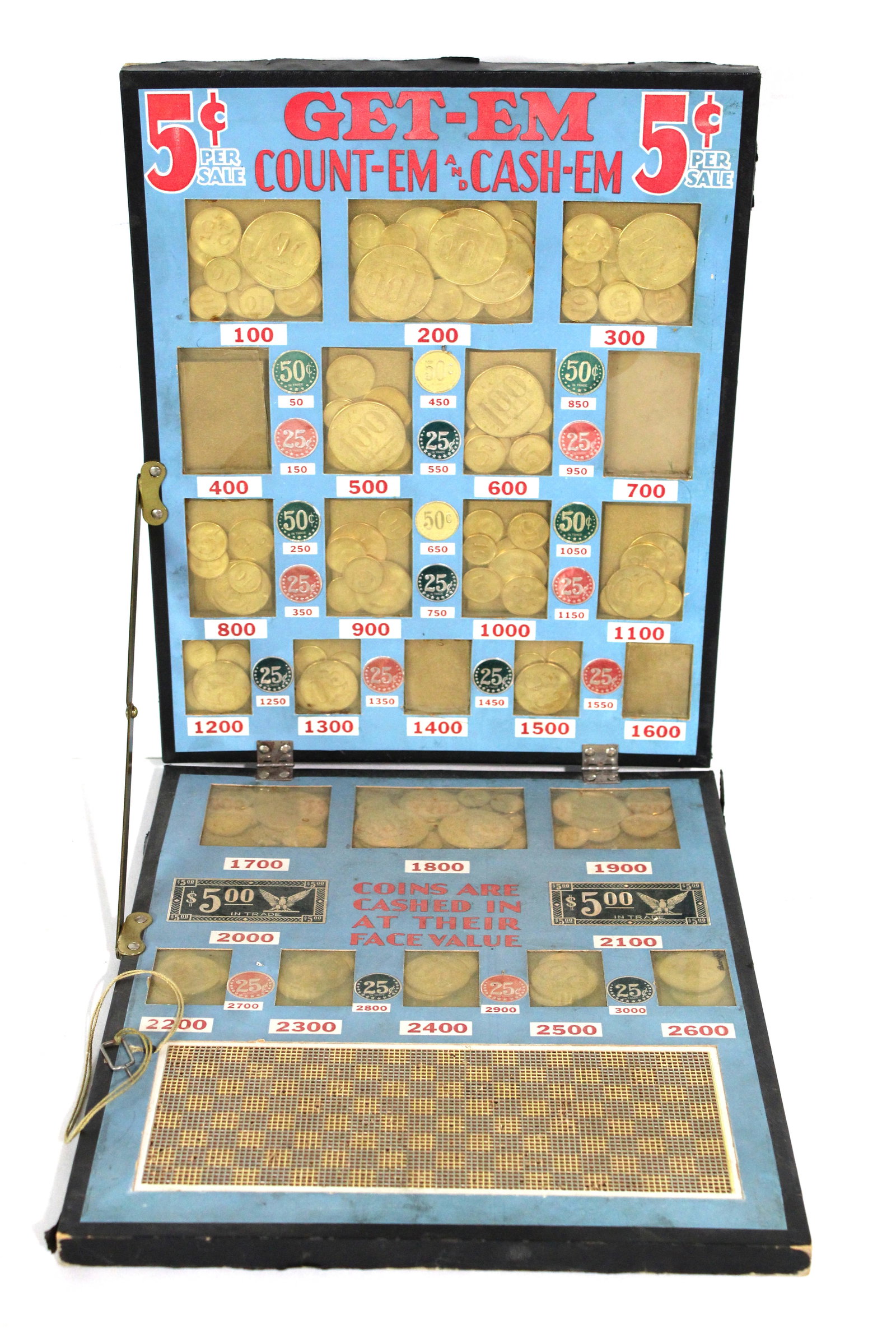 Fold Out Punch Board with Coins "Get-Em" (1 of 3)