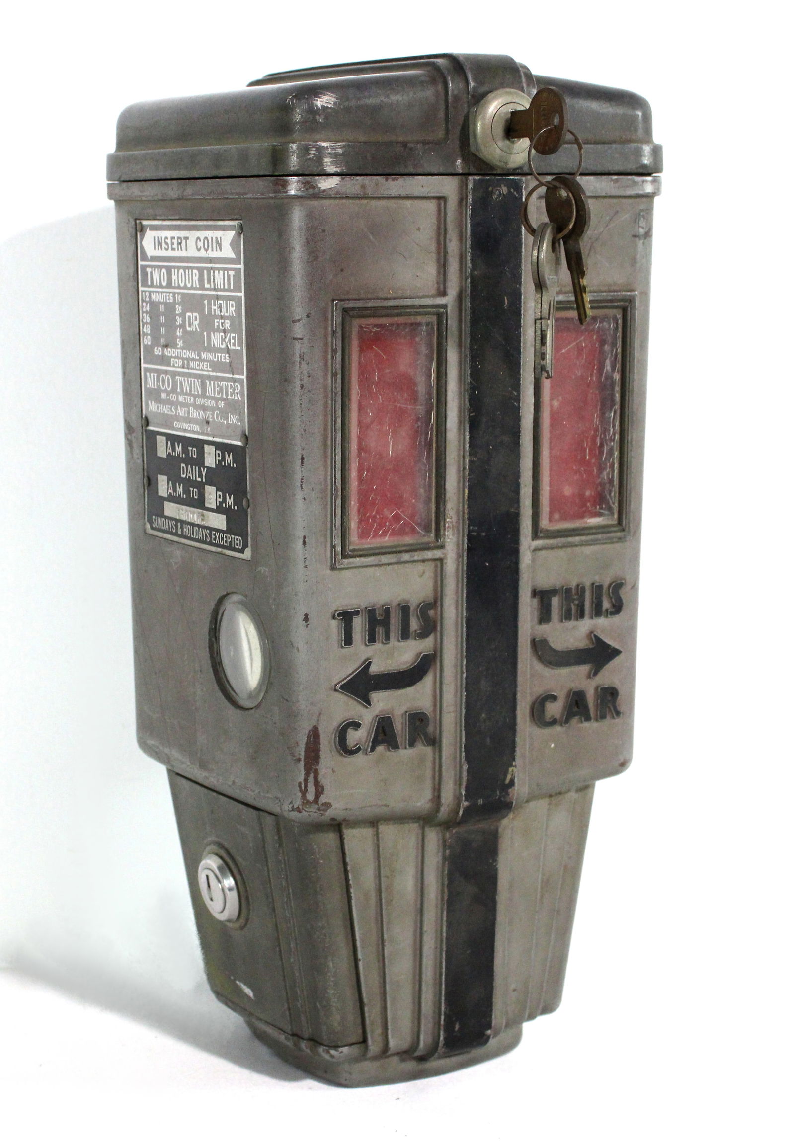 Mi-Co Twin Early Parking Meter with Keys (1 of 3)