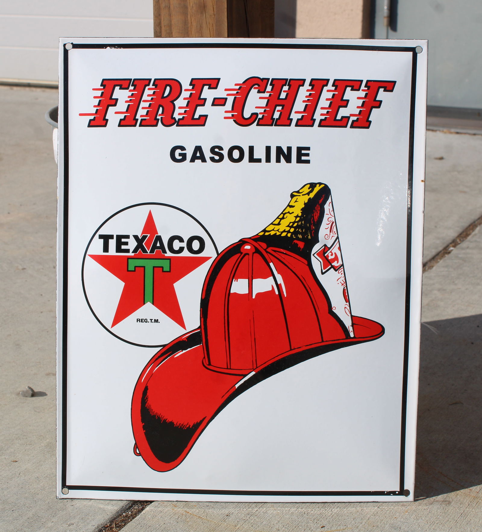 Texaco Fire Chief Gasoline Porcelain Contemporary Convex Sign (1 of 1)
