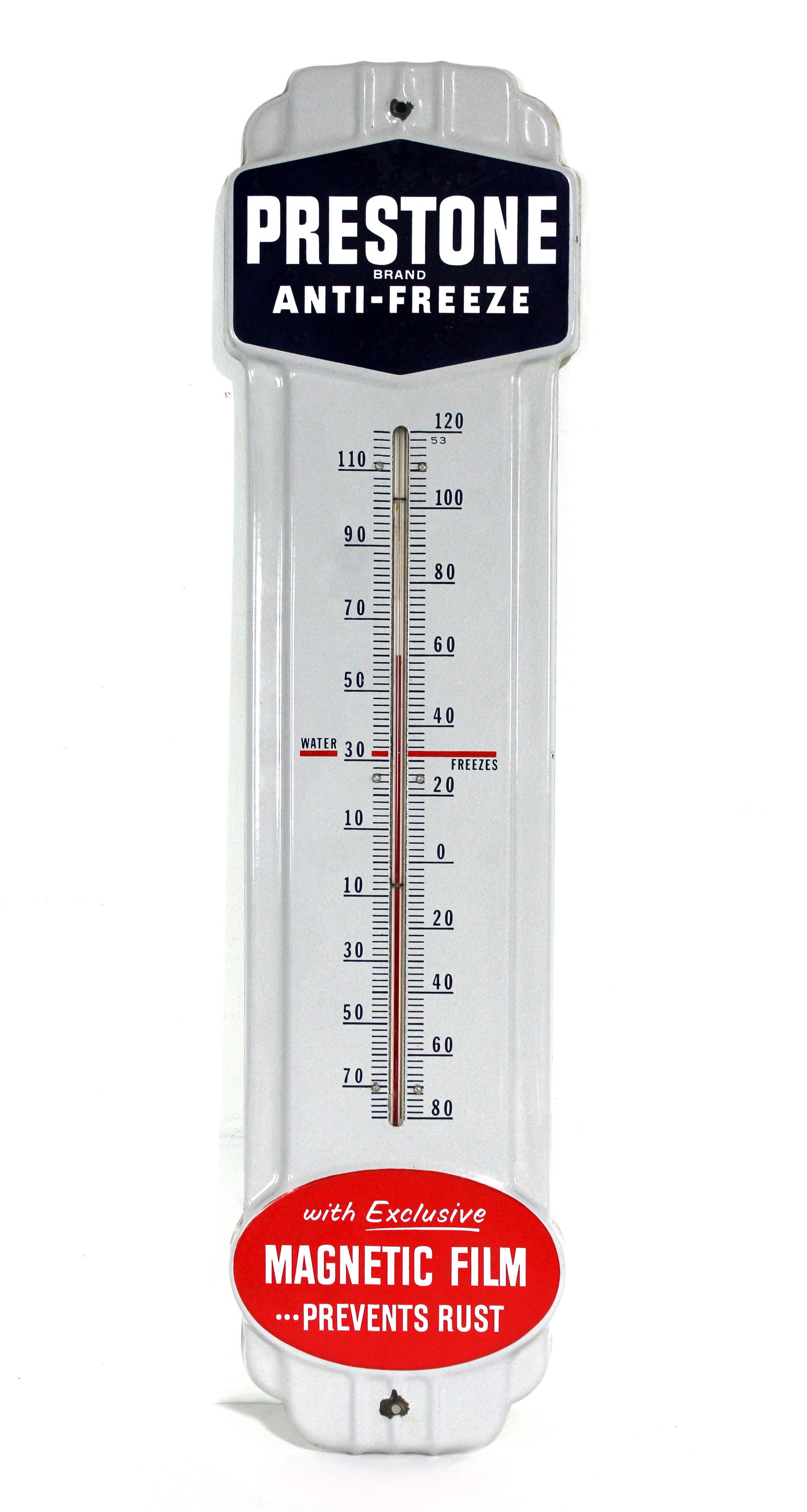Prestone Porcelain Thermometer "Magnetic Film": This item requires third-party shipping or pickup arrangements to be made. Dimensions: 36 x 9 x 1