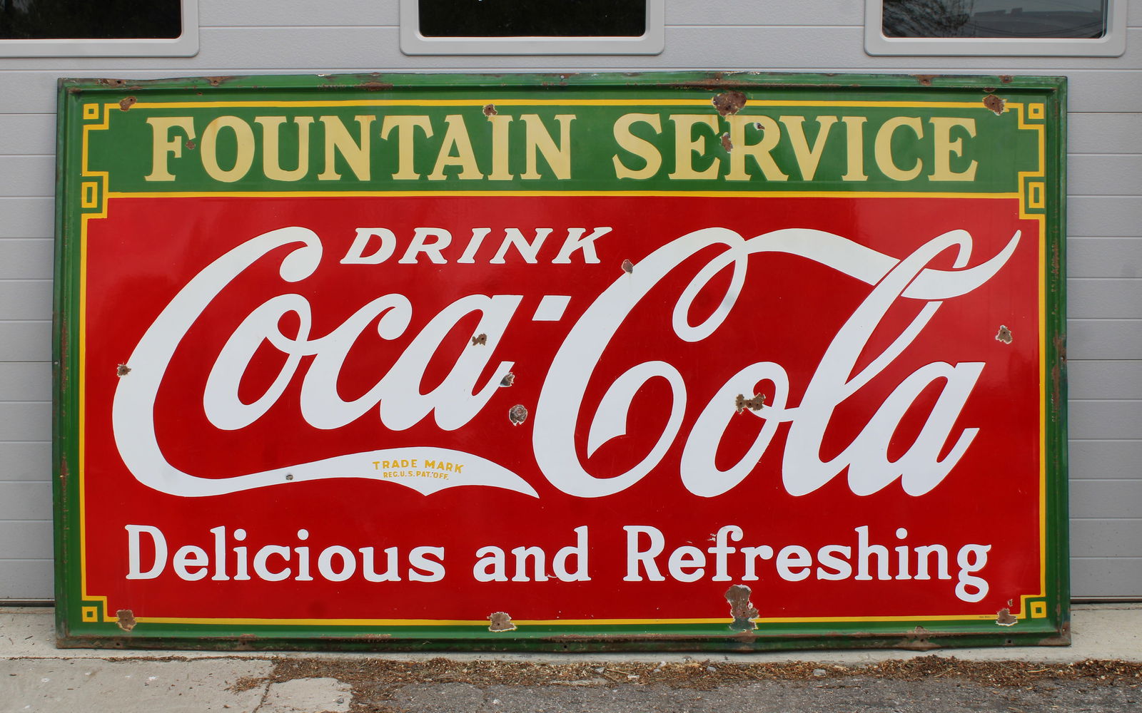 8 FT Coca Cola Porcelain Fountain Service Sign (1 of 3)