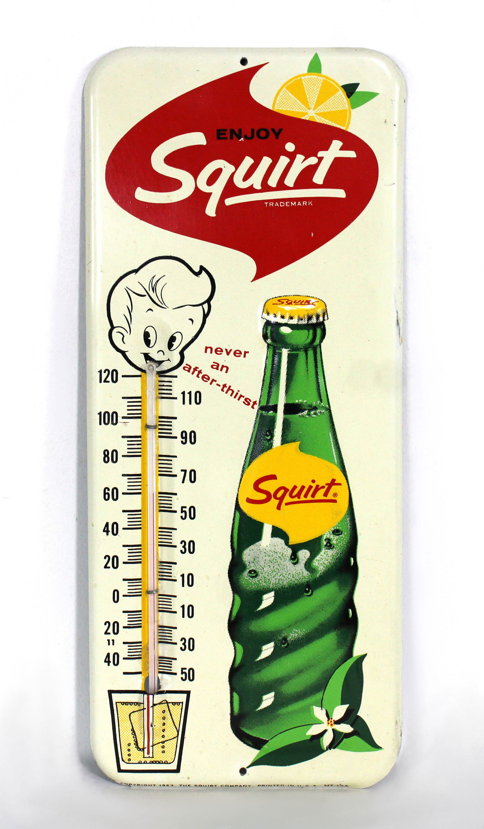 Squirt Soda Embossed Advertising Thermometer (1 of 3)