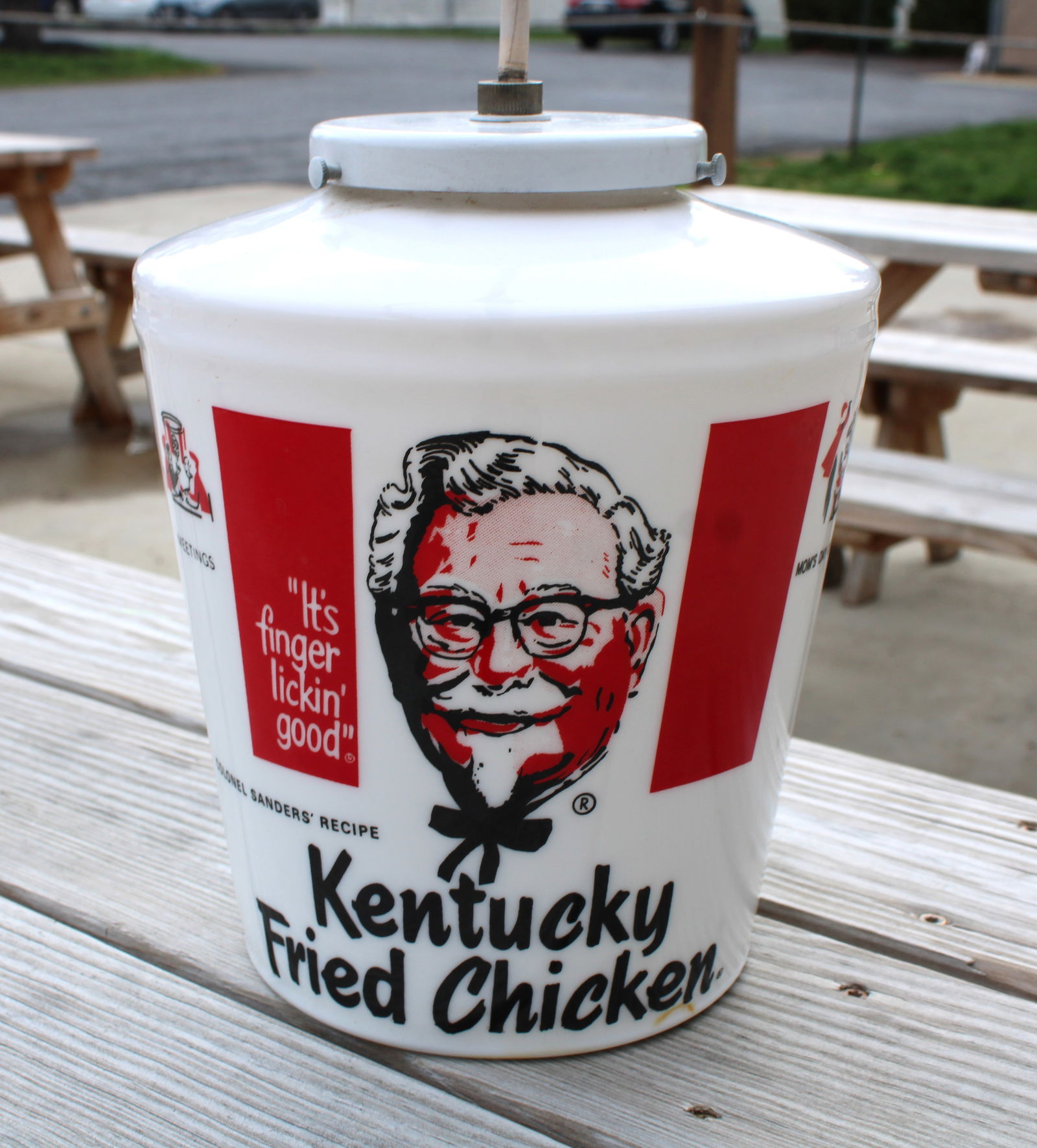 KFC Kentucky Fried Chicken Milk Glass Light Fixture, 1960s (1 of 7)