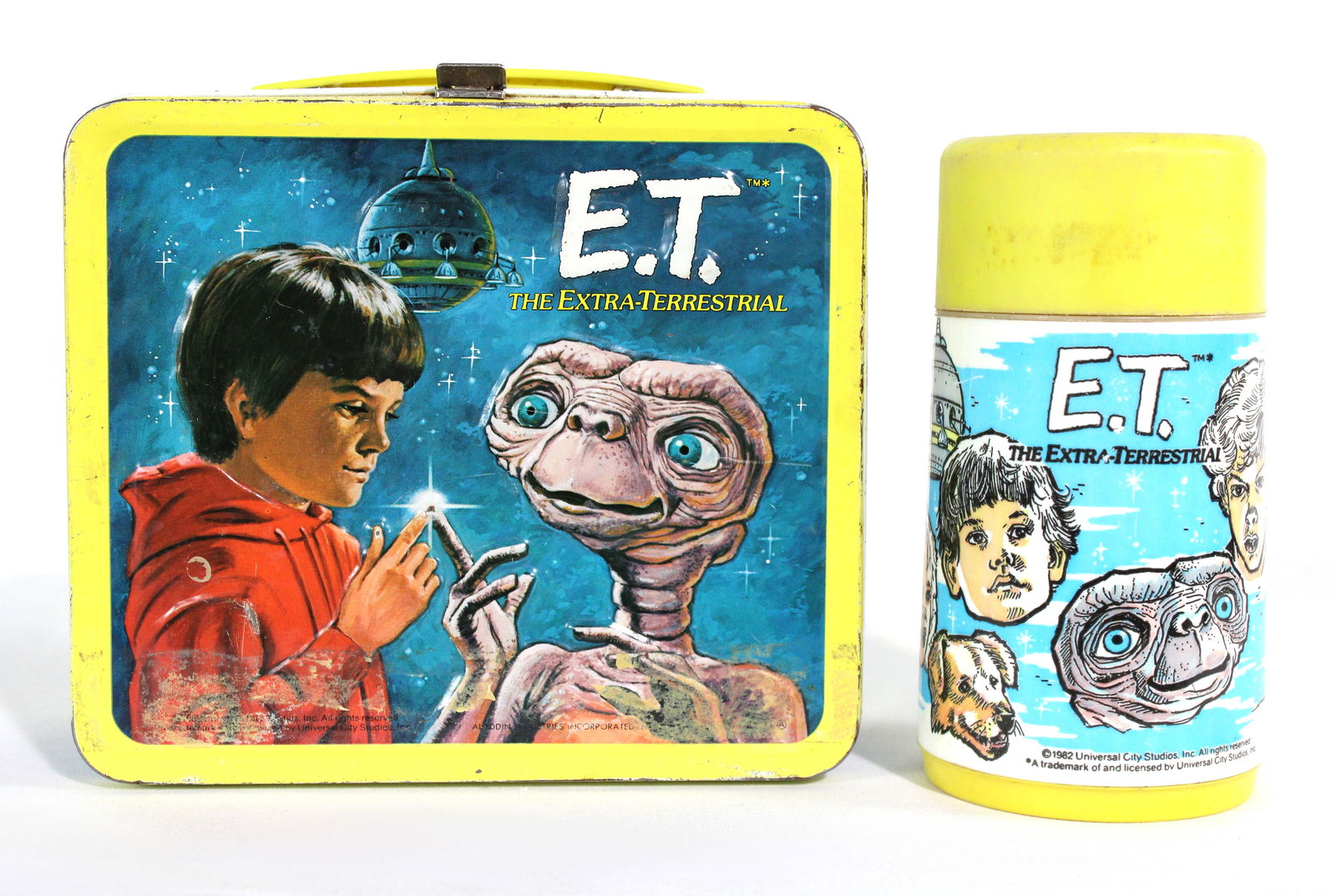 E.T. The Extra-Terrestrial Aladdin Tin Lunchbox with Thermos, 1980s (1 of 3)