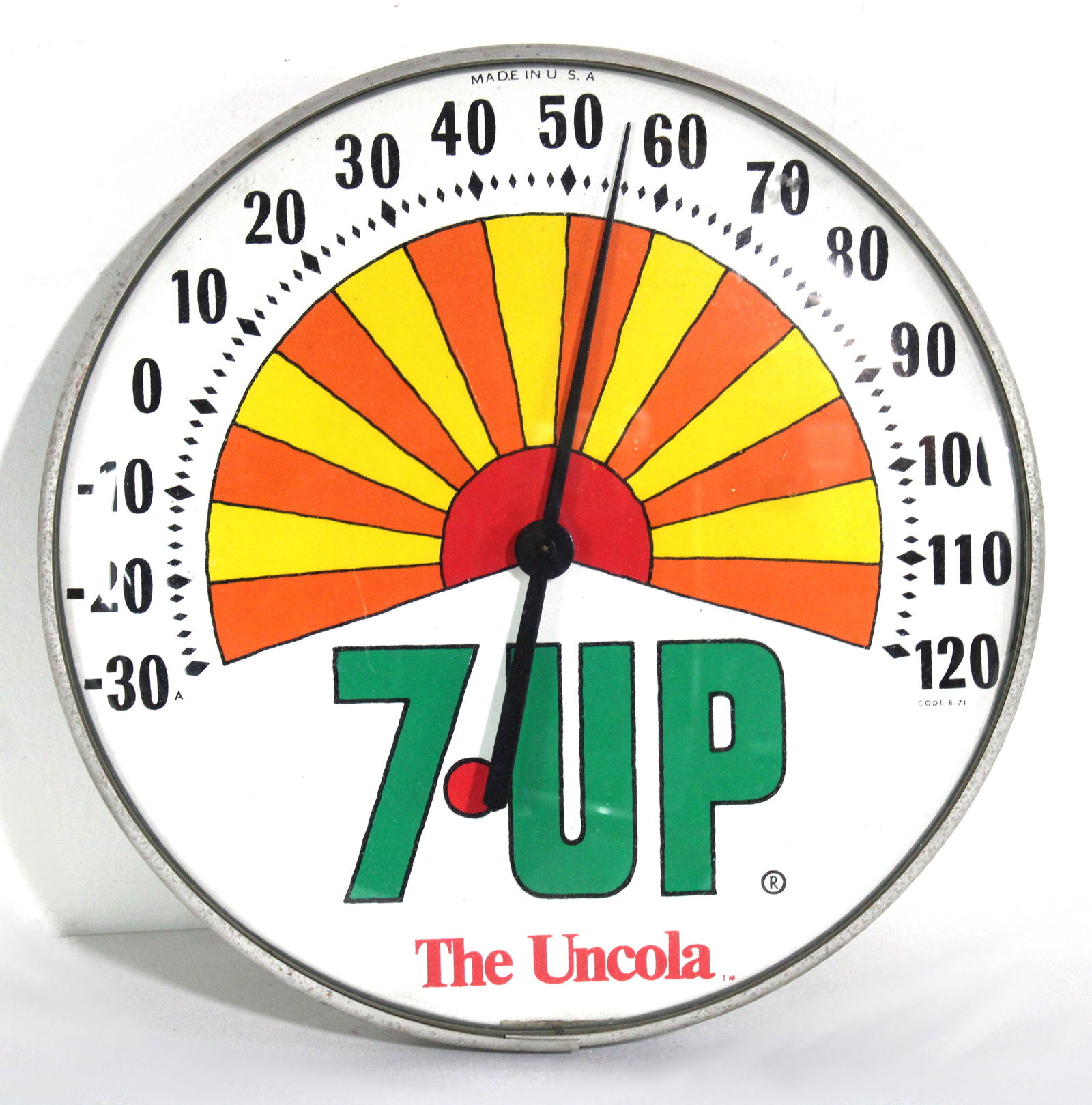 Peter Max 7-Up "The Uncola" Glass Face Thermeter (1 of 2)