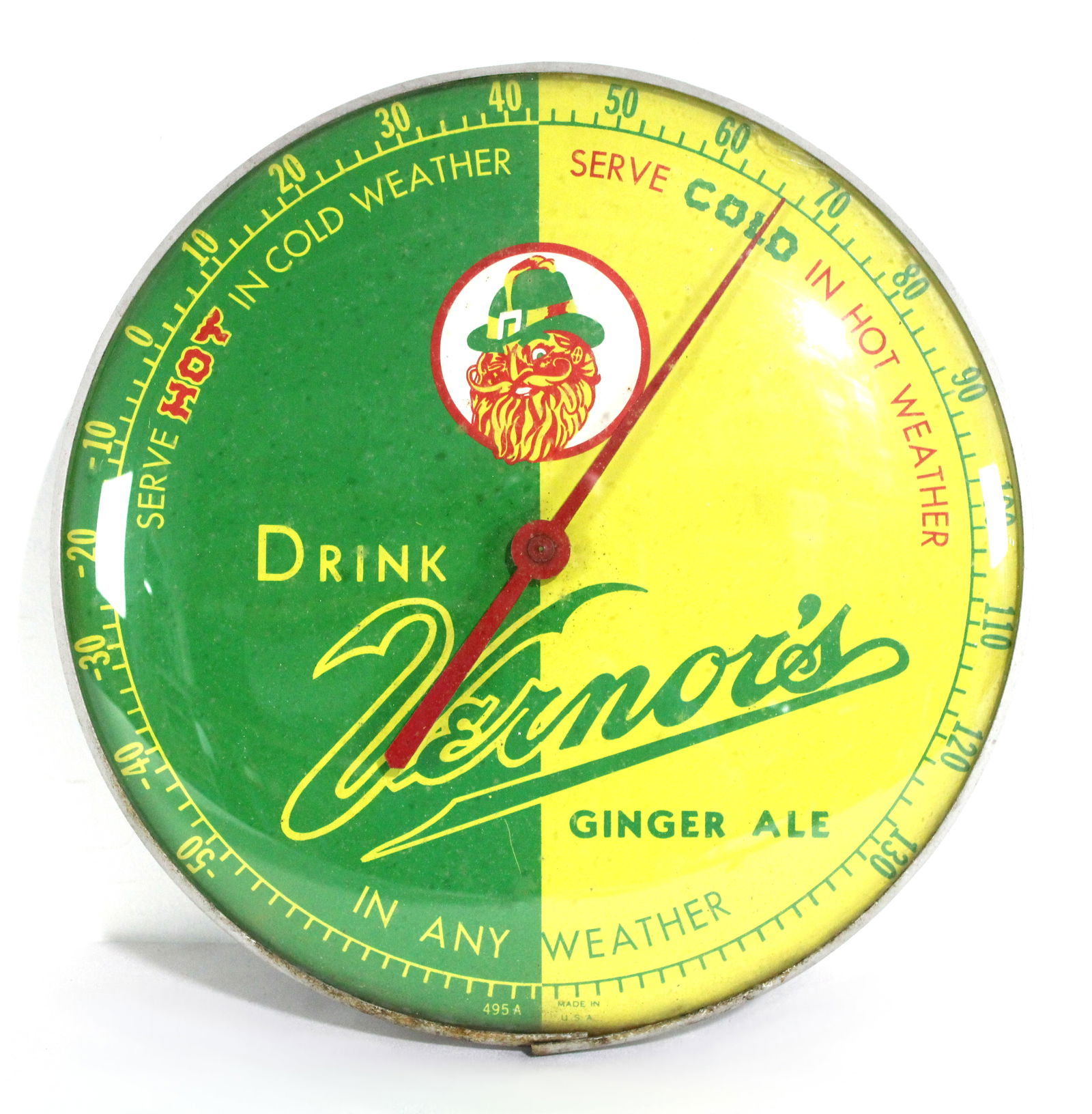 Vernor's Ginger Ale Glass Face Thermometer (1 of 2)
