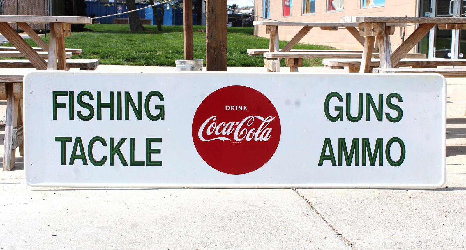 6ft Coca Cola - Fishing - Tackle - Guns - Ammo Painted Sign (1 of 2)