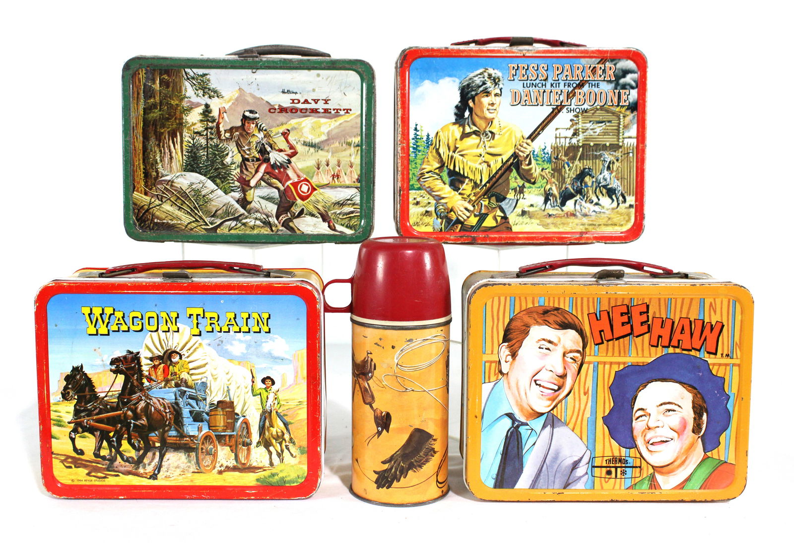 Western Themed Tin Lunchboxes incl. Wagon Trail, Davy Crockett and Daniel Boone (1 of 2)