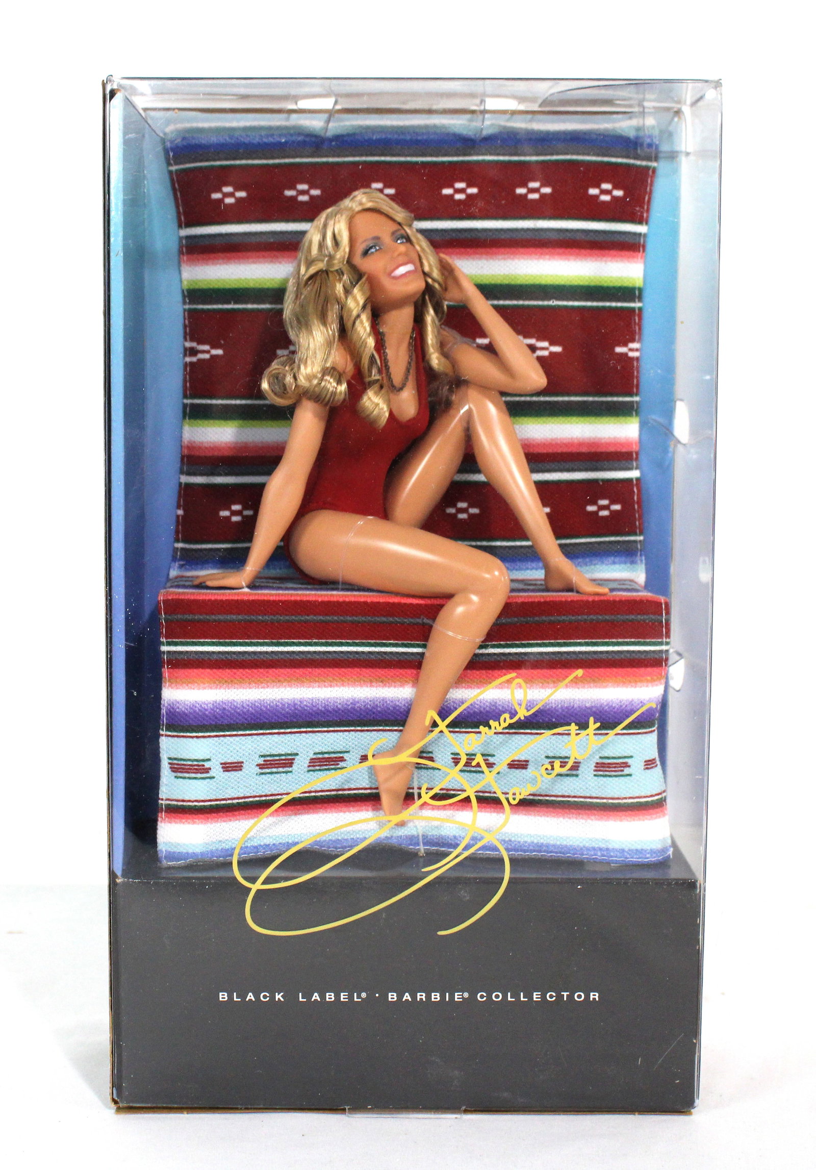 Farrah Fawcett Black Label Barbie Collector in Box: In-house shipping available.