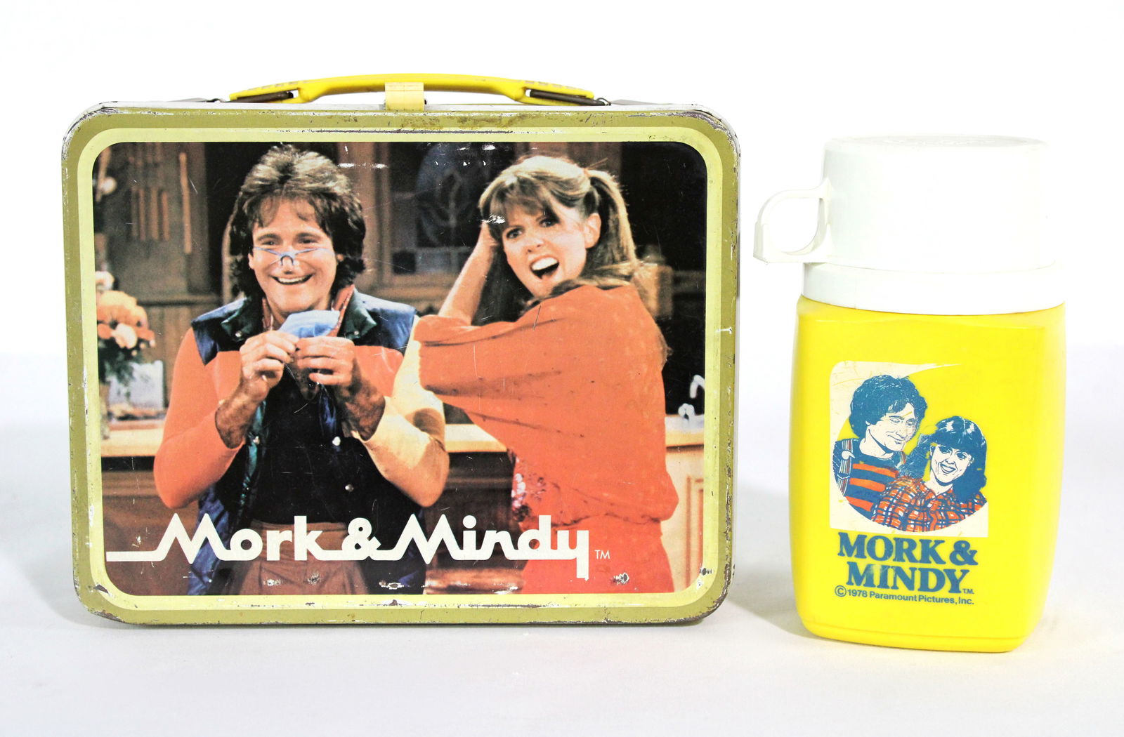 Mork & Mindy Thermos Tin Lunchbox with Thermos, 1970s (1 of 3)